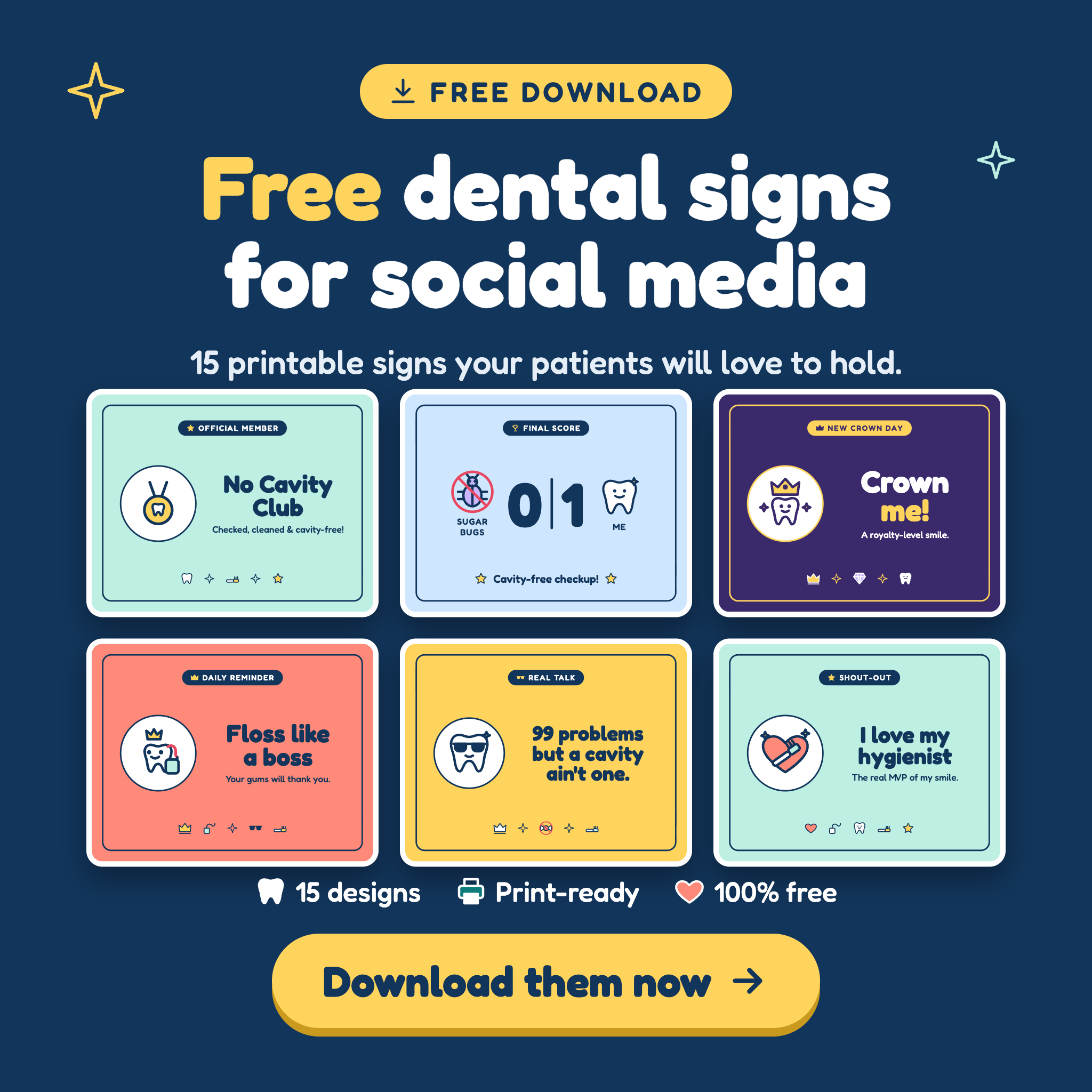Free Dental Social Media Signs – 15 Printable Designs